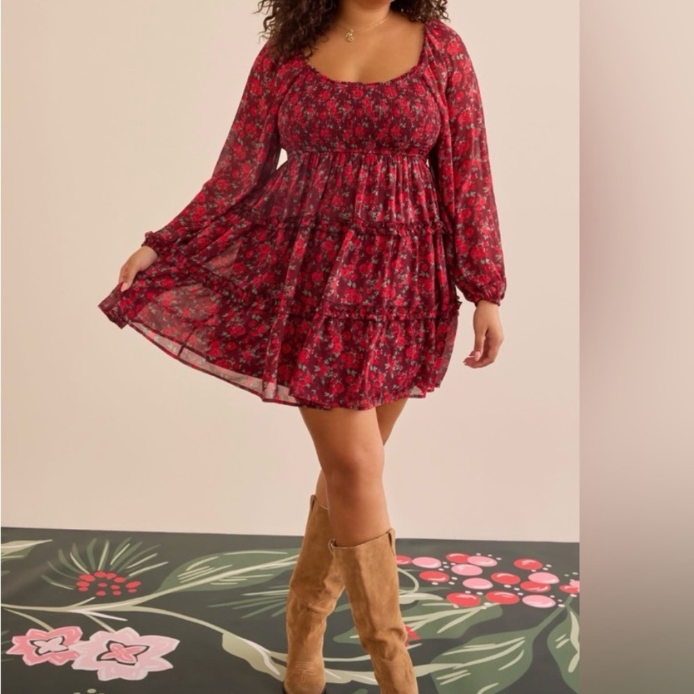 Arula Floral Long Sleeve Dress Size 3X